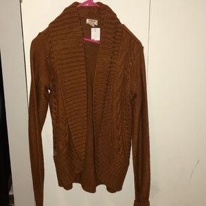 burnt orange cardigan from gabe’s